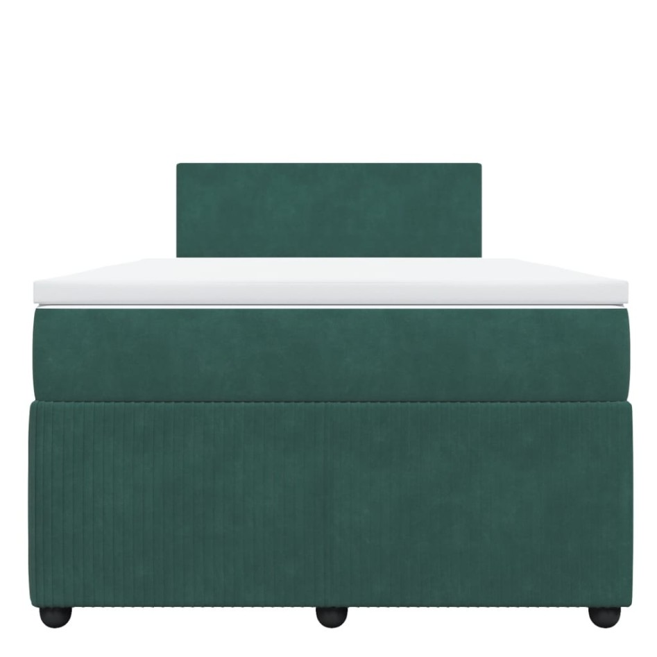 Cama box spring con colchón terciopelo verde oscuro 120x200