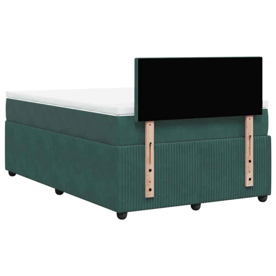 Cama box spring con colchón terciopelo verde oscuro 120x200