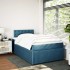 Cama box spring con colchón terciopelo azul 120x200