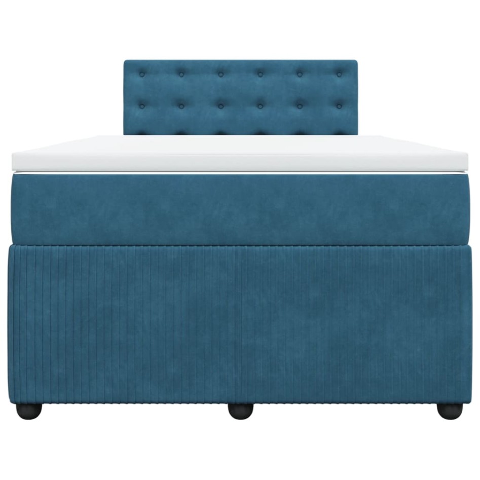 Cama box spring con colchón terciopelo azul 120x200