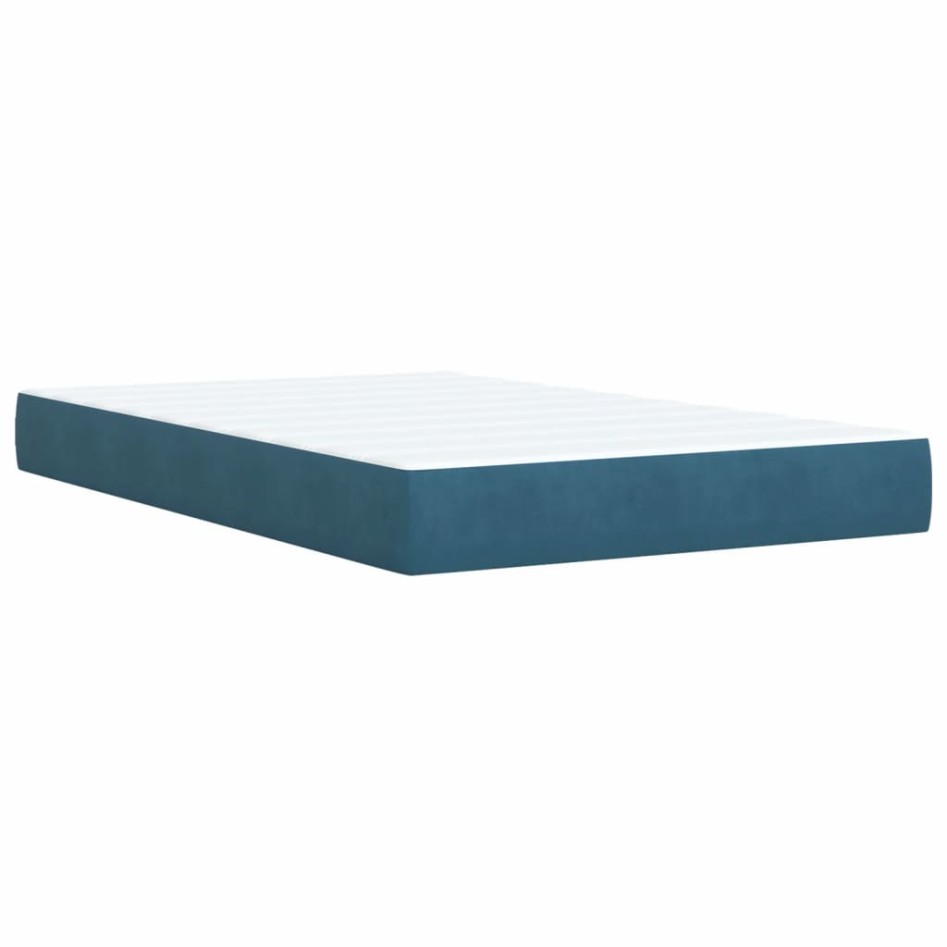 Cama box spring con colchón terciopelo azul 120x200
