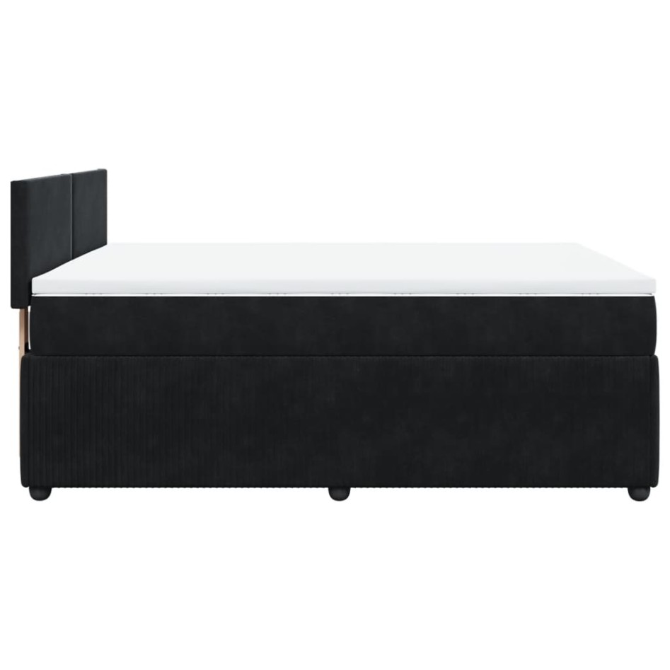 Cama box spring con colchón terciopelo negro 140x190