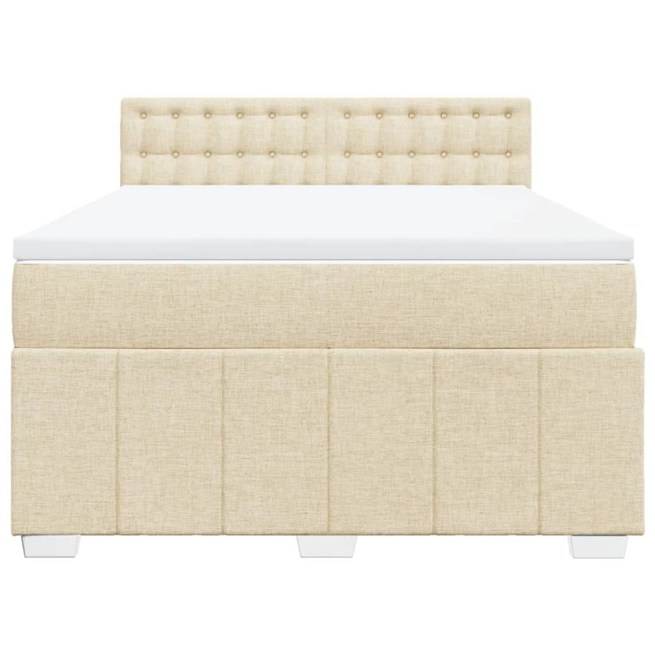Cama box spring con colchón tela color crema 140x200