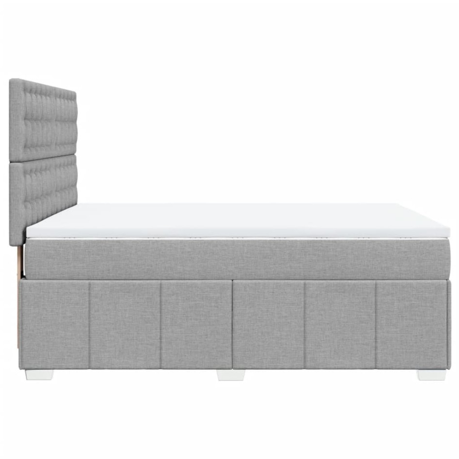Cama box spring con colchón tela gris claro 140x190