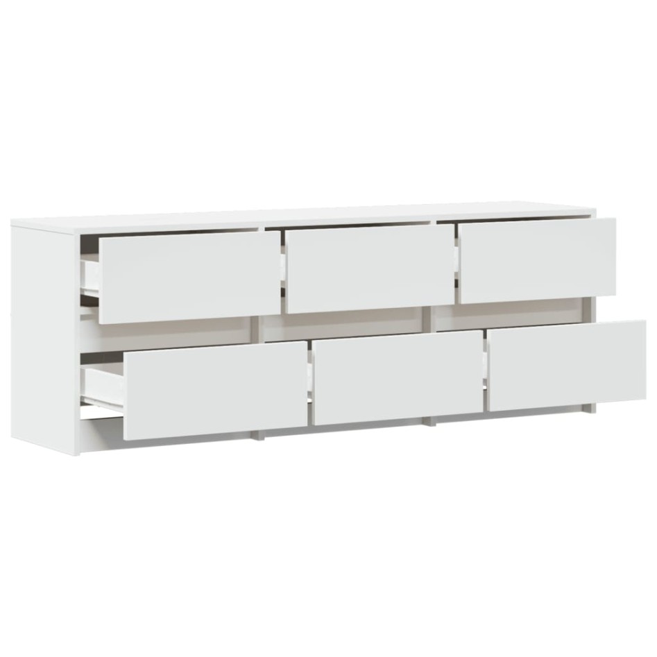 Mueble de TV con LED madera de ingeniería blanco 140x34x50