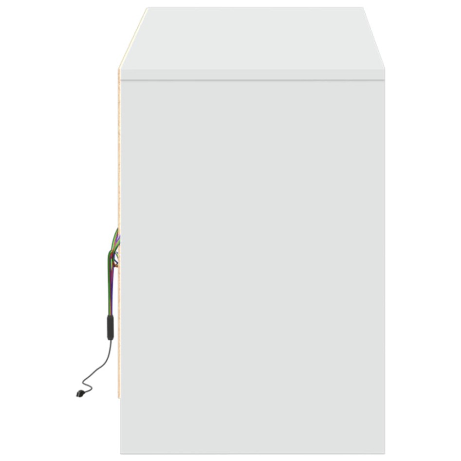 Mueble de TV con LED madera de ingeniería blanco 140x34x50