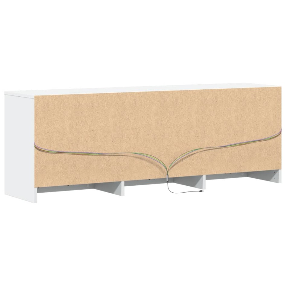 Mueble de TV con LED madera de ingeniería blanco 140x34x50