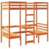 Cama alta escritorio y asientos madera maciza marrón 75x190