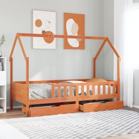 Estructura de cama para niños con cajones madera pino 80x200