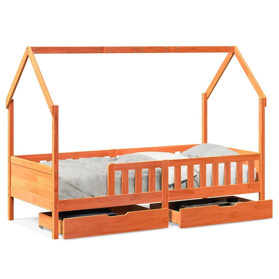 Estructura de cama para niños con cajones madera pino 80x200