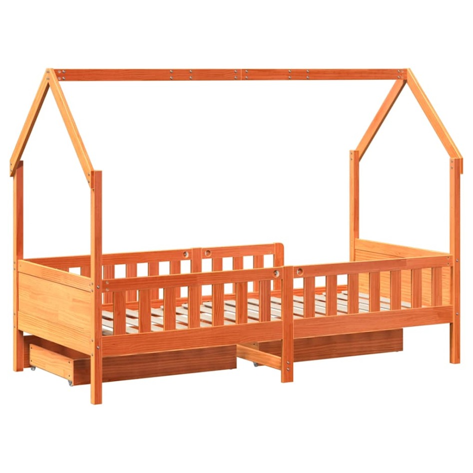 Estructura de cama para niños con cajones madera pino 80x200