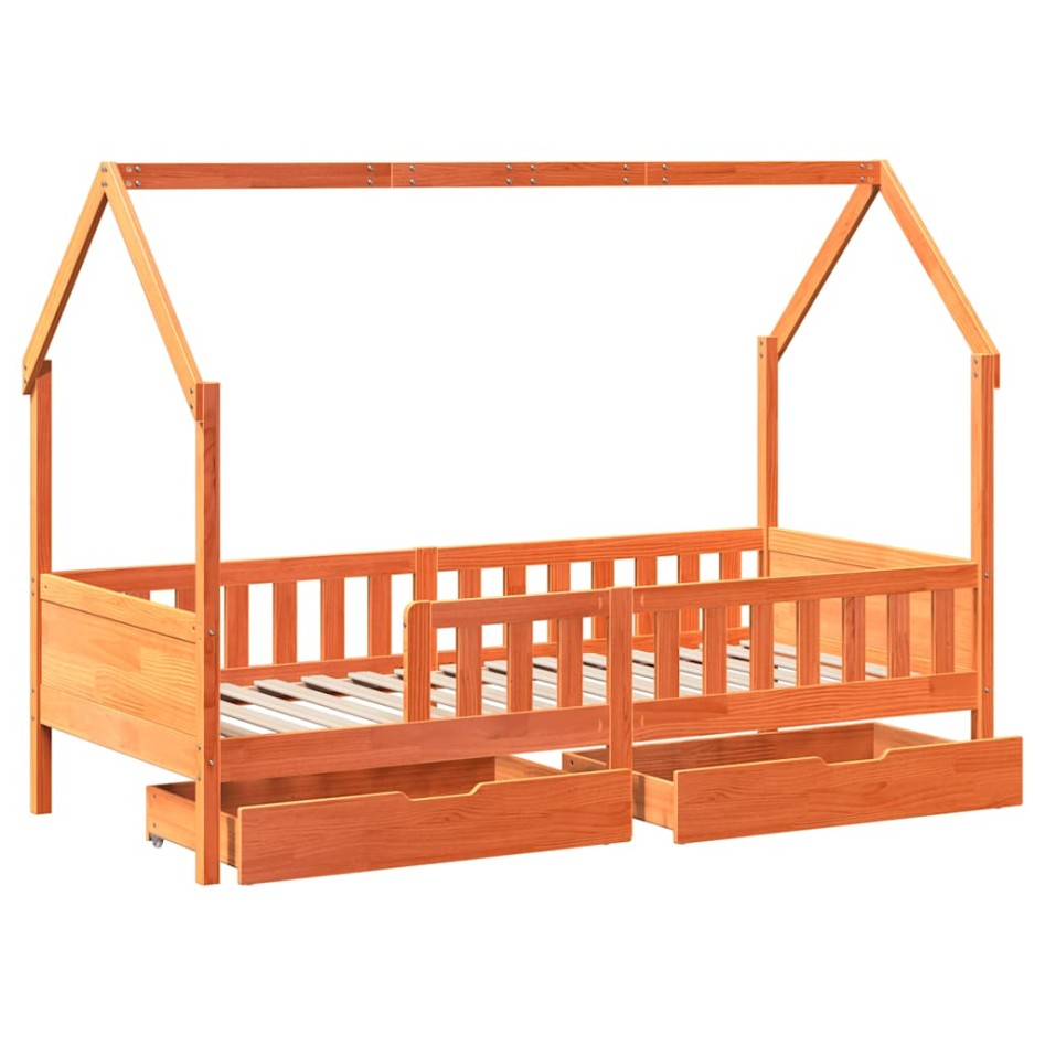 Estructura de cama para niños con cajones madera pino 80x200