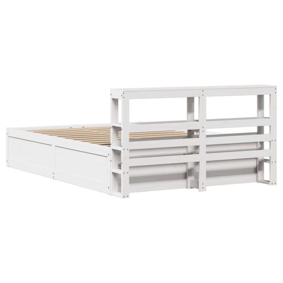 Estructura de cama con cabecero madera pino blanco 140x190