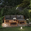Set muebles de jardín 5 pzas con cojines madera maciza acacia