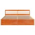 Estructura cama con cabecero madera pino marrón cera 180x200