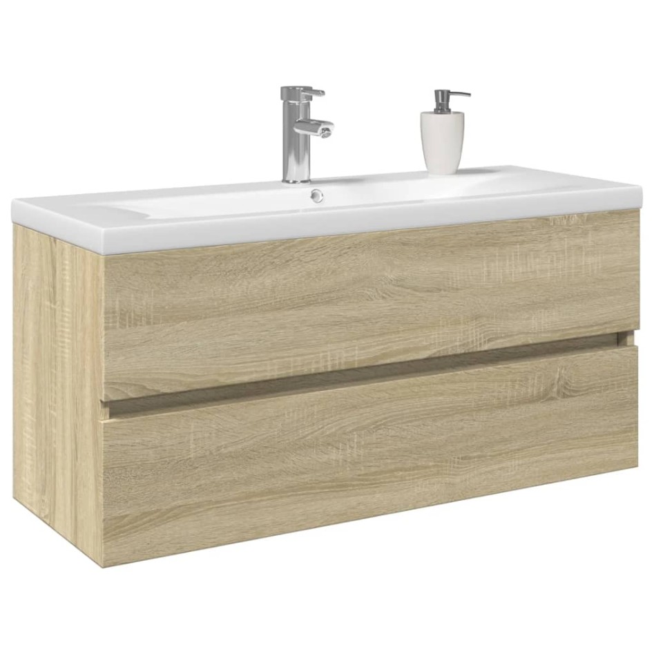 Set de muebles de baño 2 pzas cerámica y madera de