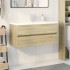 Set de muebles de baño 2 pzas cerámica y madera de