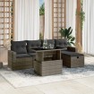 Set de muebles de jardín 6 pzas y cojines ratán sintético gris
