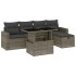 Set de muebles de jardín 6 pzas y cojines ratán sintético