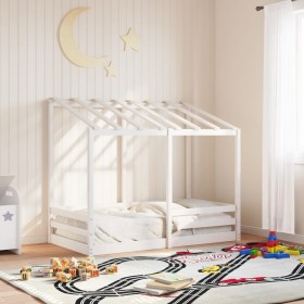 Cama para niños con techo madera de pino blanco 80x160