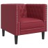 Sillón Chesterfield de cuero artificial rojo