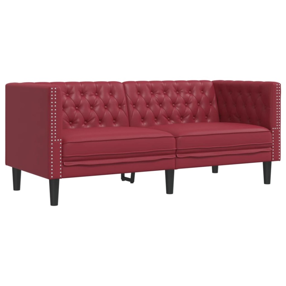 Sofá Chesterfield de 2 plazas cuero artificial rojo