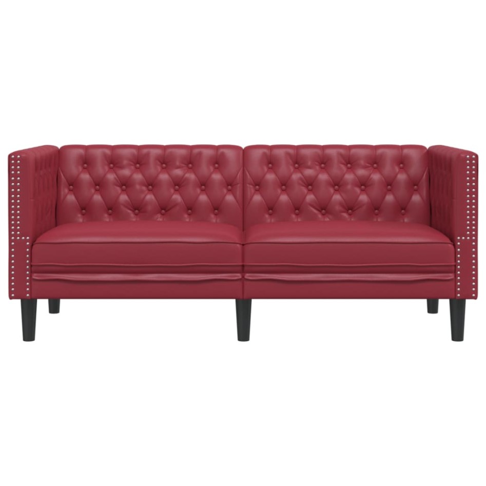 Sofá Chesterfield de 2 plazas cuero artificial rojo
