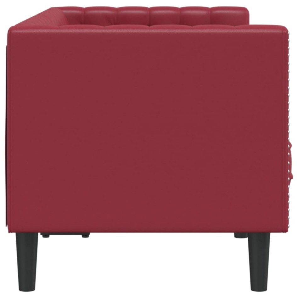 Sofá Chesterfield de 2 plazas cuero artificial rojo