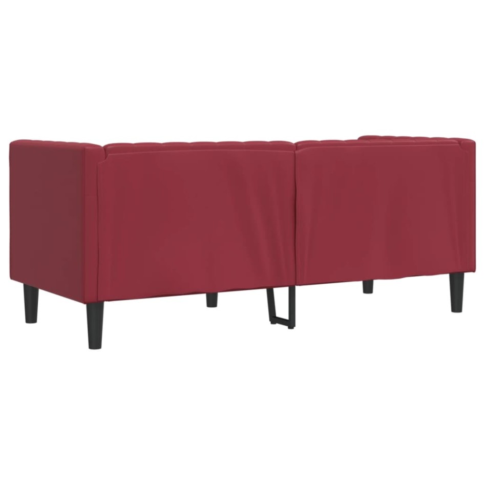 Sofá Chesterfield de 2 plazas cuero artificial rojo