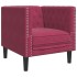 Sillón Chesterfield de terciopelo artificial rojo