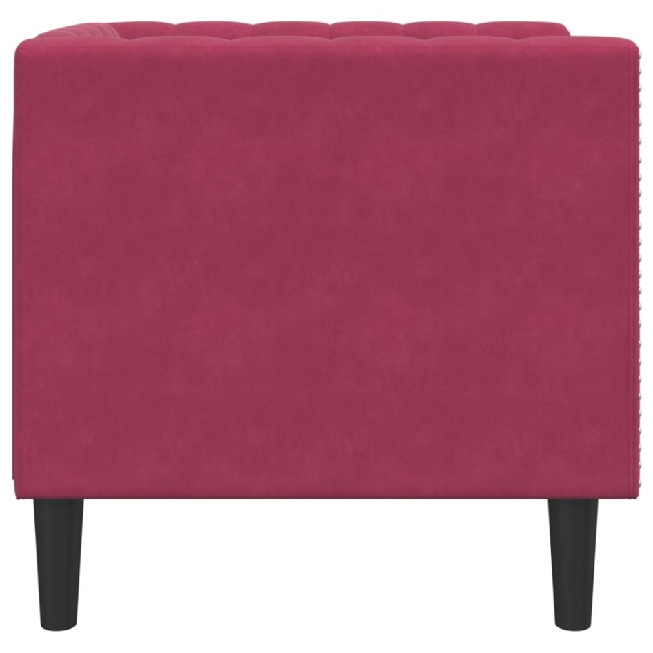 Sillón Chesterfield de terciopelo artificial rojo