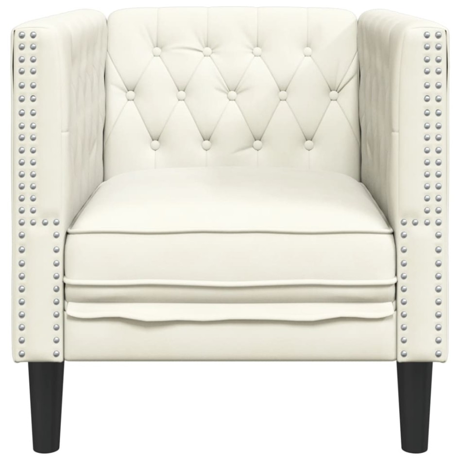 Sillón Chesterfield de terciopelo blanco