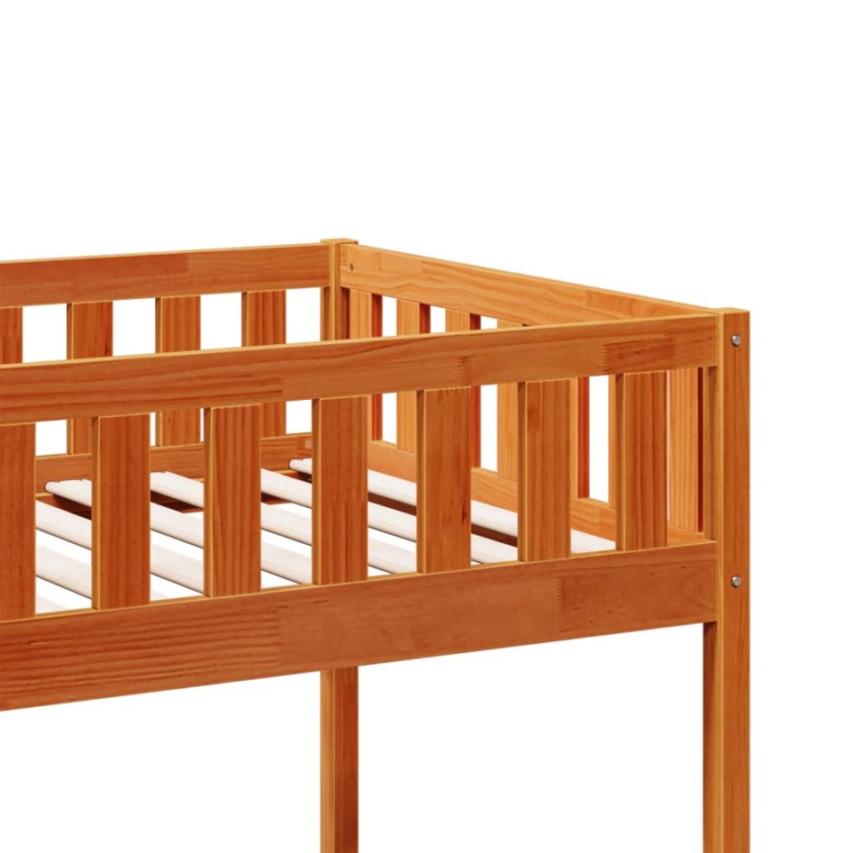Cama de niños sin colchón madera maciza pino marrón 80x200