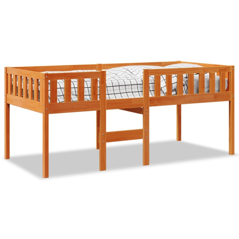 Cama de niños sin colchón madera maciza pino marrón 75x190
