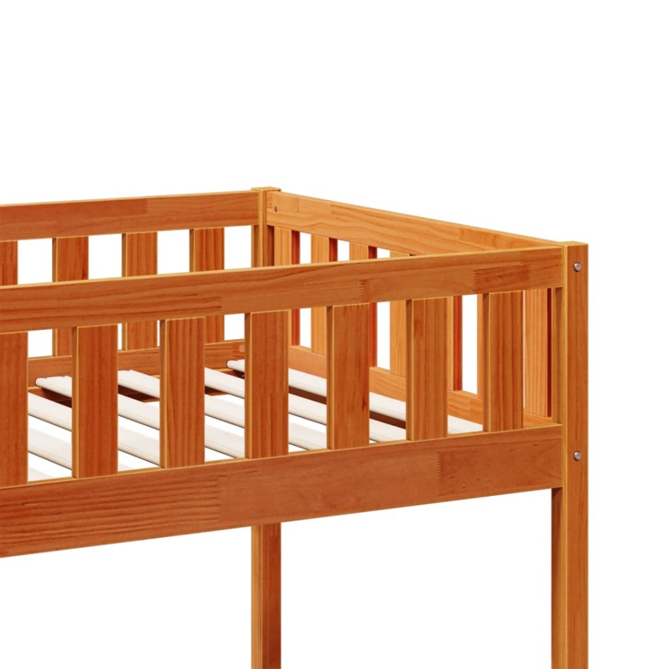 Cama de niños sin colchón madera maciza pino marrón 75x190