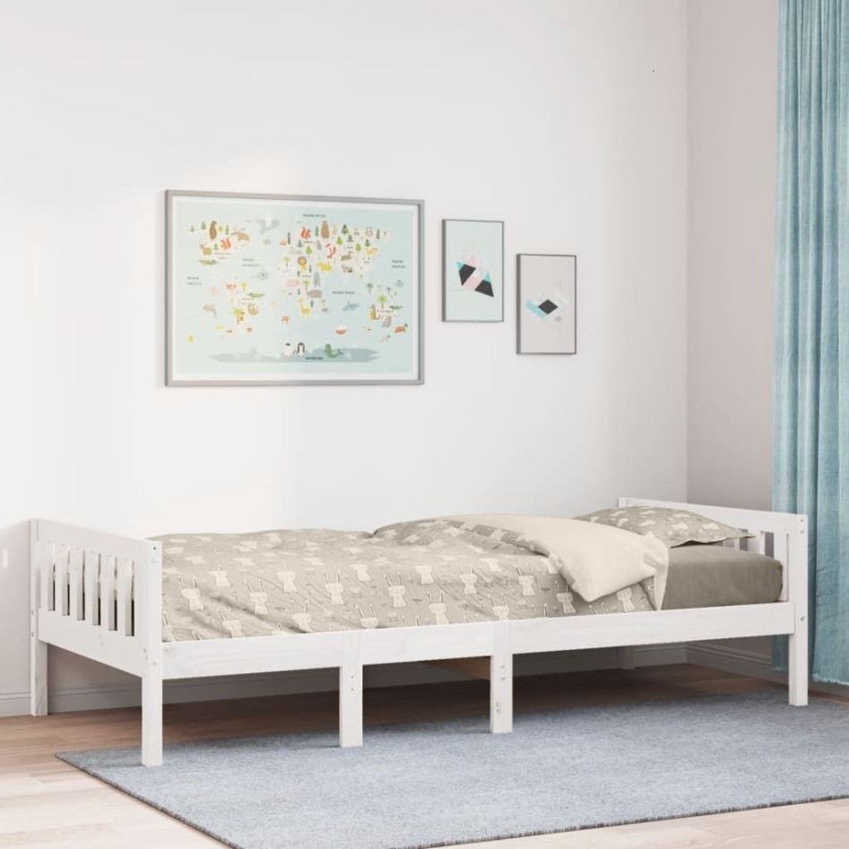 Cama para niños sin colchón madera maciza pino blanco 90x200