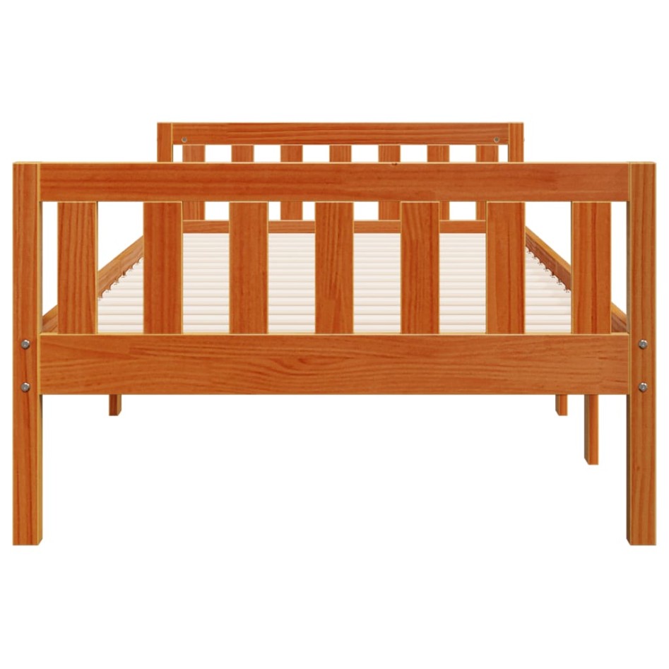 Cama de niños sin colchón madera maciza pino marrón 75x190
