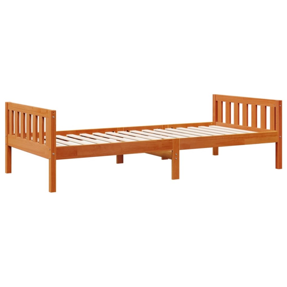 Cama de niños sin colchón madera maciza pino marrón 75x190