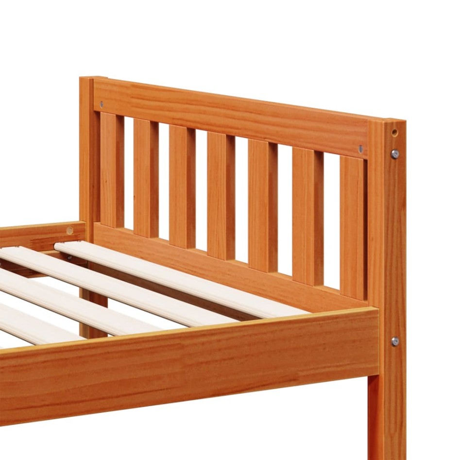 Cama de niños sin colchón madera maciza pino marrón 75x190