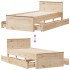 Cama sin colchón con cabecero madera maciza de pino 90x190