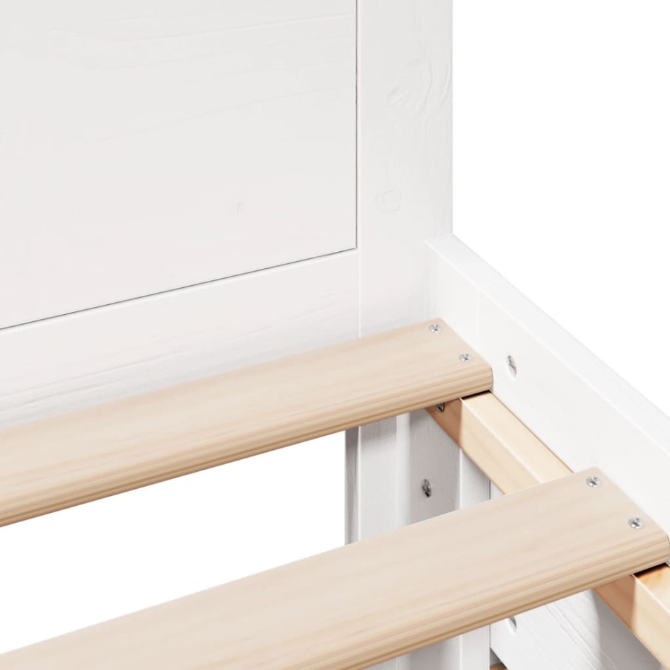 Cama sin colchón y cabecero madera maciza pino blanca 75x190