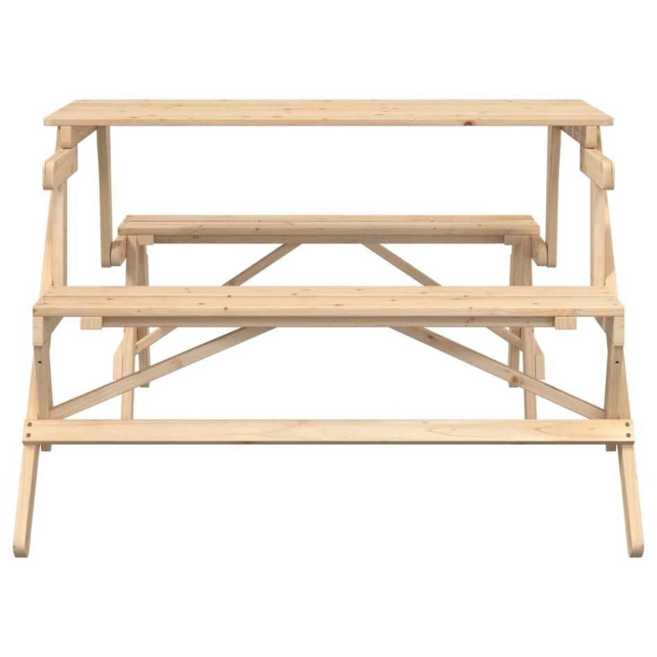Mesa de picnic bancos 2 en 1 convertible madera maciza