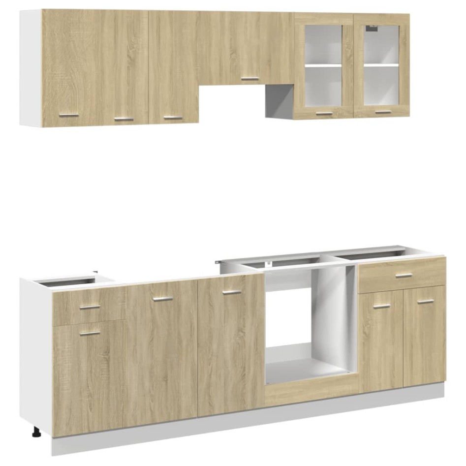 Set muebles de cocina 8 pzas madera de ingeniería roble