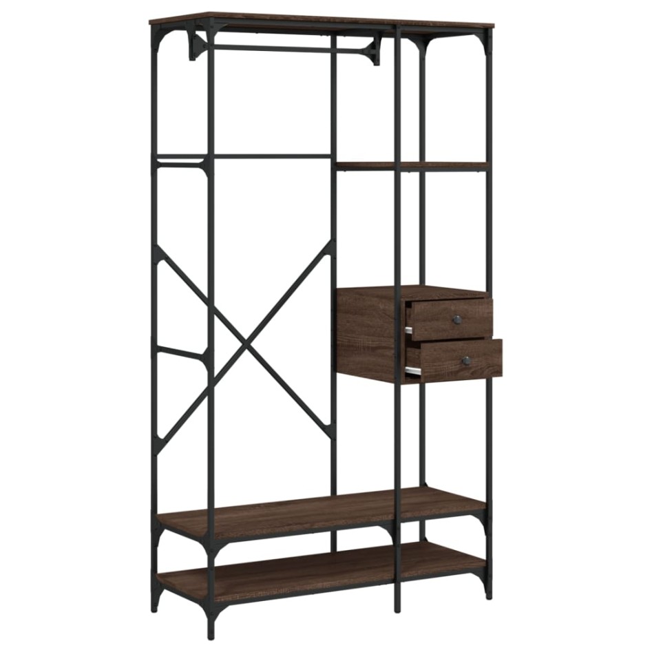 Armario cajones madera ingeniería marrón roble 100x40x180