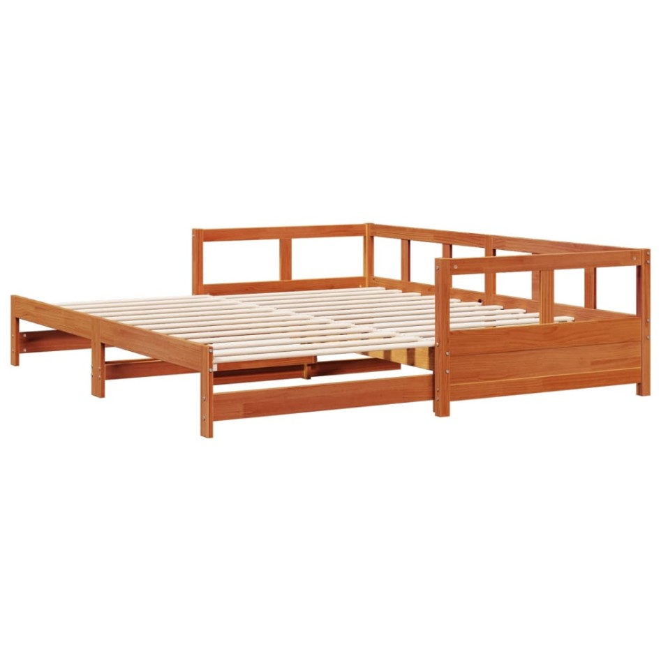 Sofá cama sin colchón madera maciza pino marrón cera 90x190