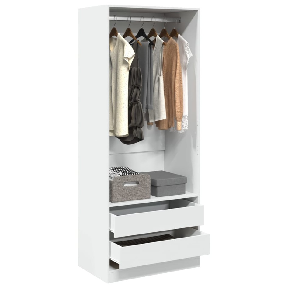 Armario de madera de ingeniería blanco 80x50x200