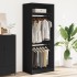 Armario de madera de ingeniería negro 80x50x200