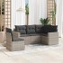 Set de sofás jardín y cojines 5 pzas ratán sintético gris