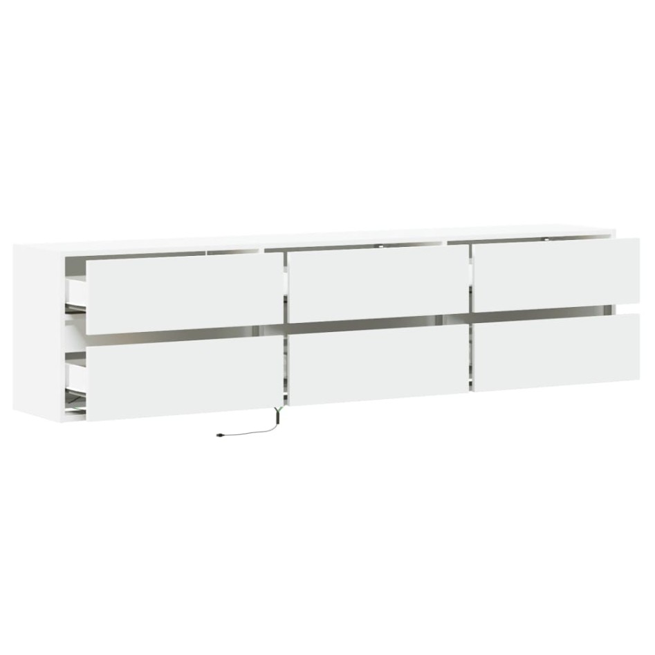 Mueble de TV de pared con LED blanco 180x31x45