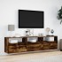 Mueble de TV de pared con LED roble ahumado 180x31x45